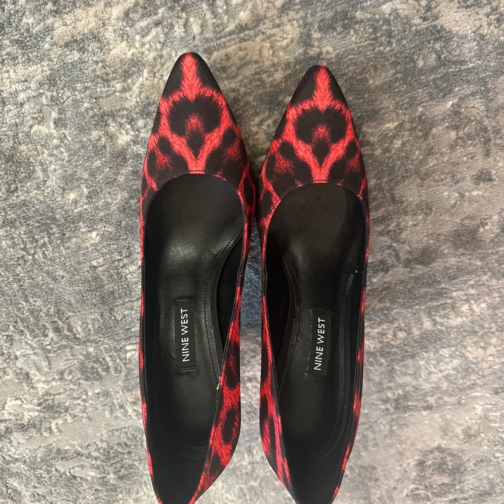 Nine West Red and Black Patterned Heels